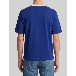 Printed blue cotton T-shirt