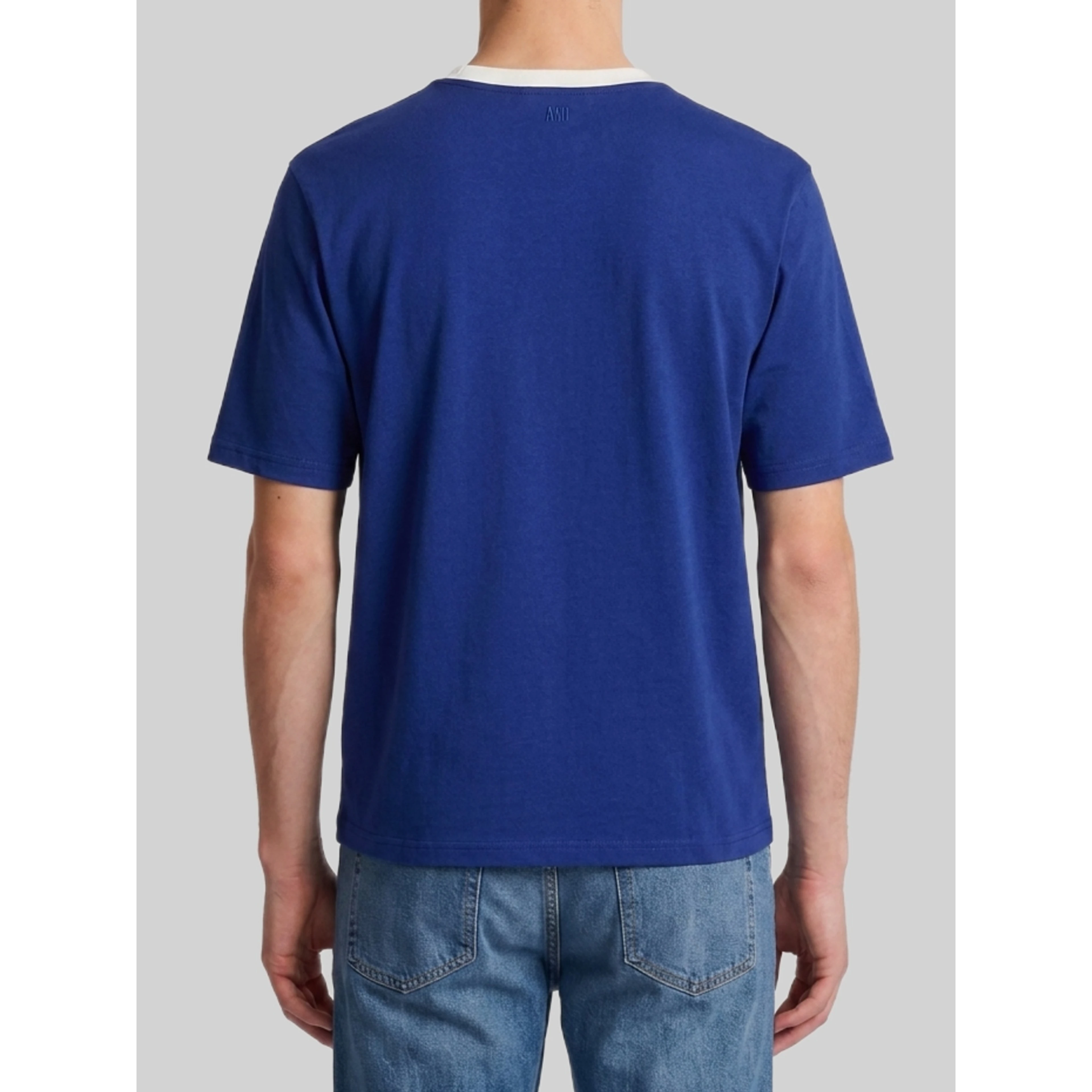 Printed blue cotton T-shirt