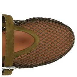 Fishnet and suede flat mules