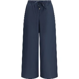 Blue Cotton Casual Pants