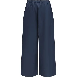 Blue Cotton Casual Pants