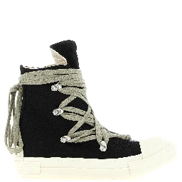 Black Cotton High Top Sneakers