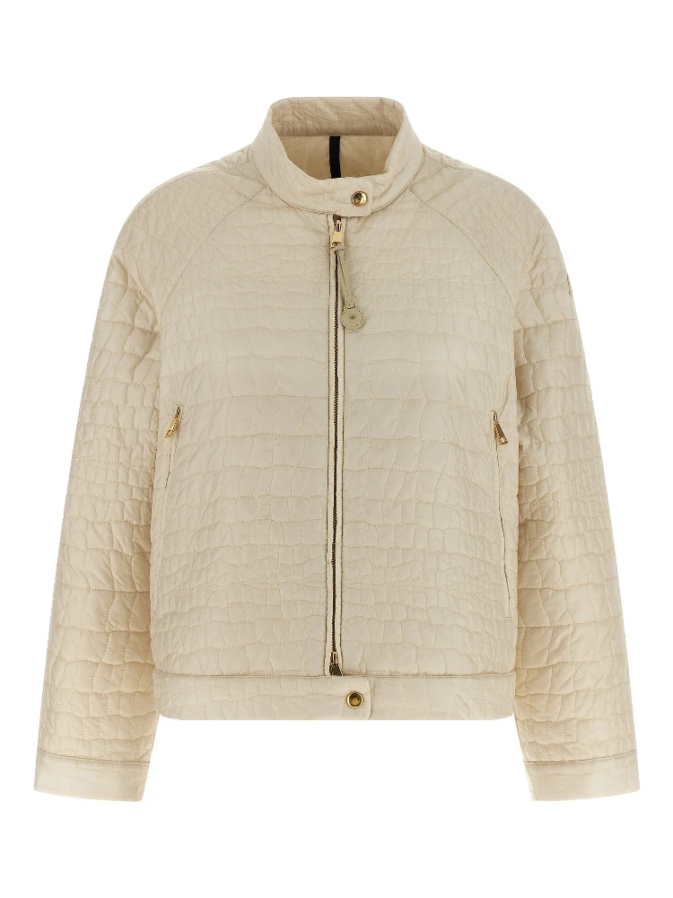 Beige Polyamide Full-Length Jacket