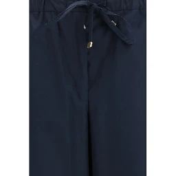Blue Cotton Casual Pants