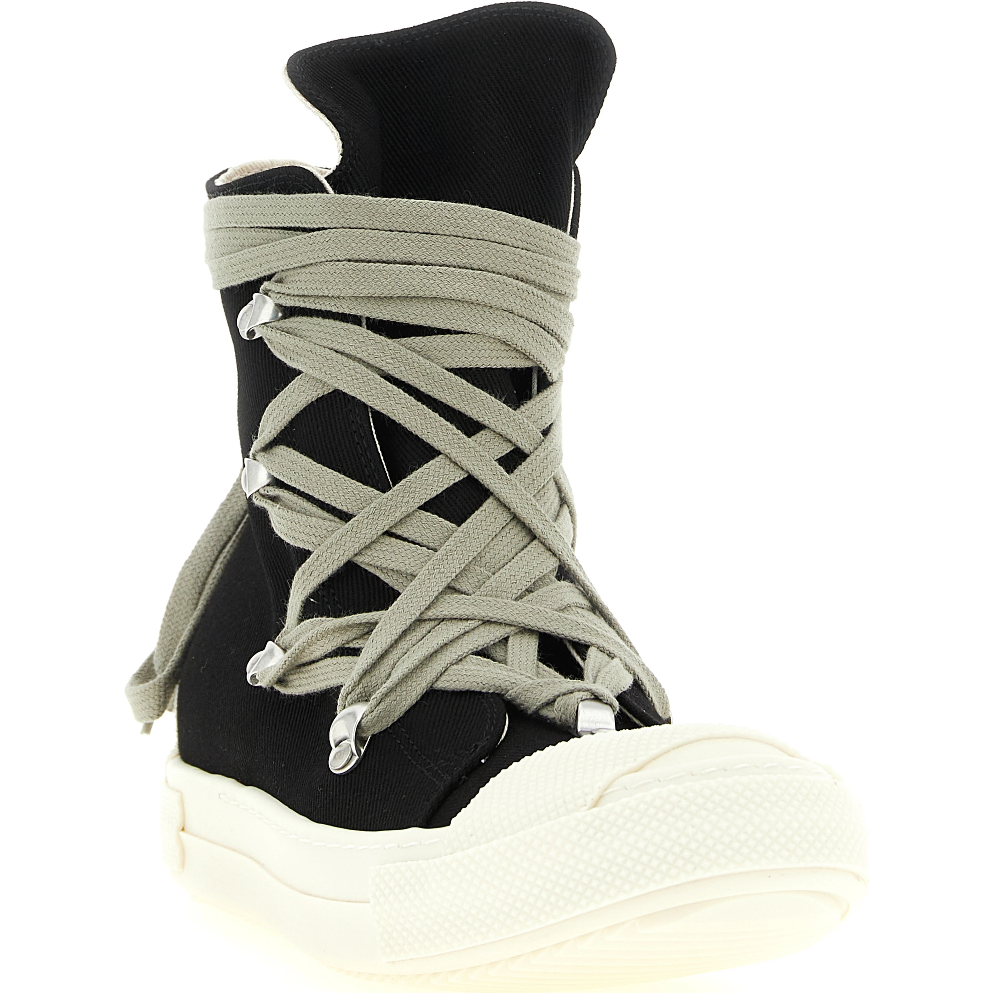 Black Cotton High Top Sneakers