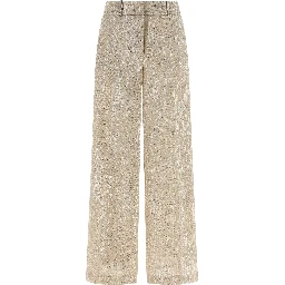 Beige Viscose Casual Pants