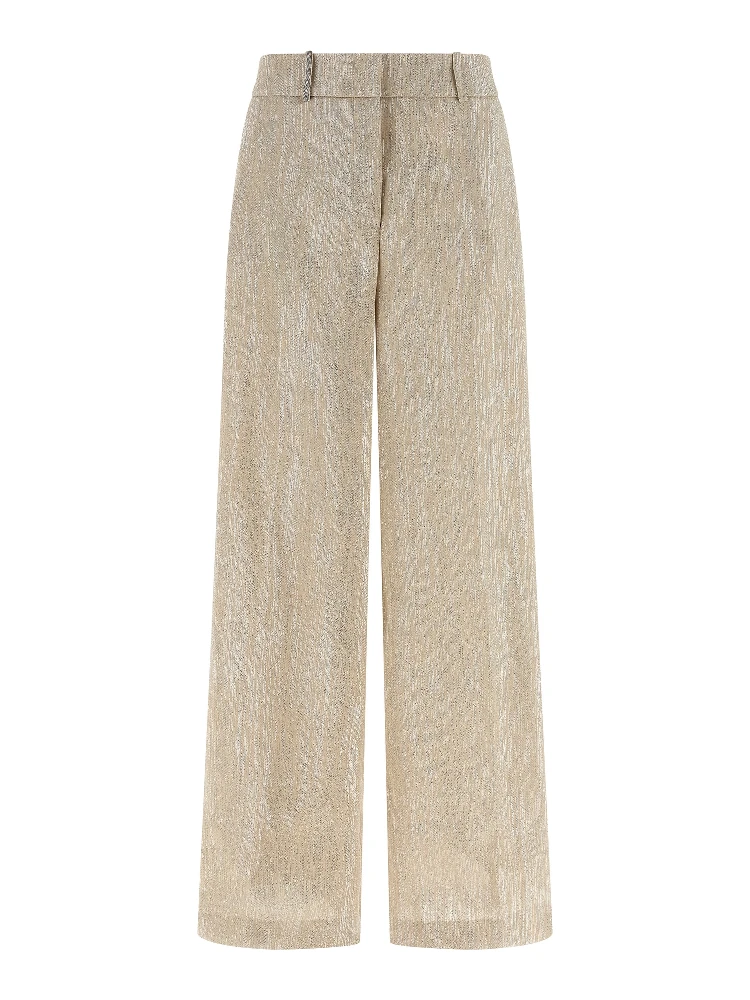 Beige Viscose Casual Pants