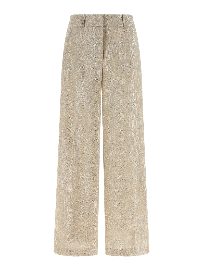 Beige Viscose Casual Pants
