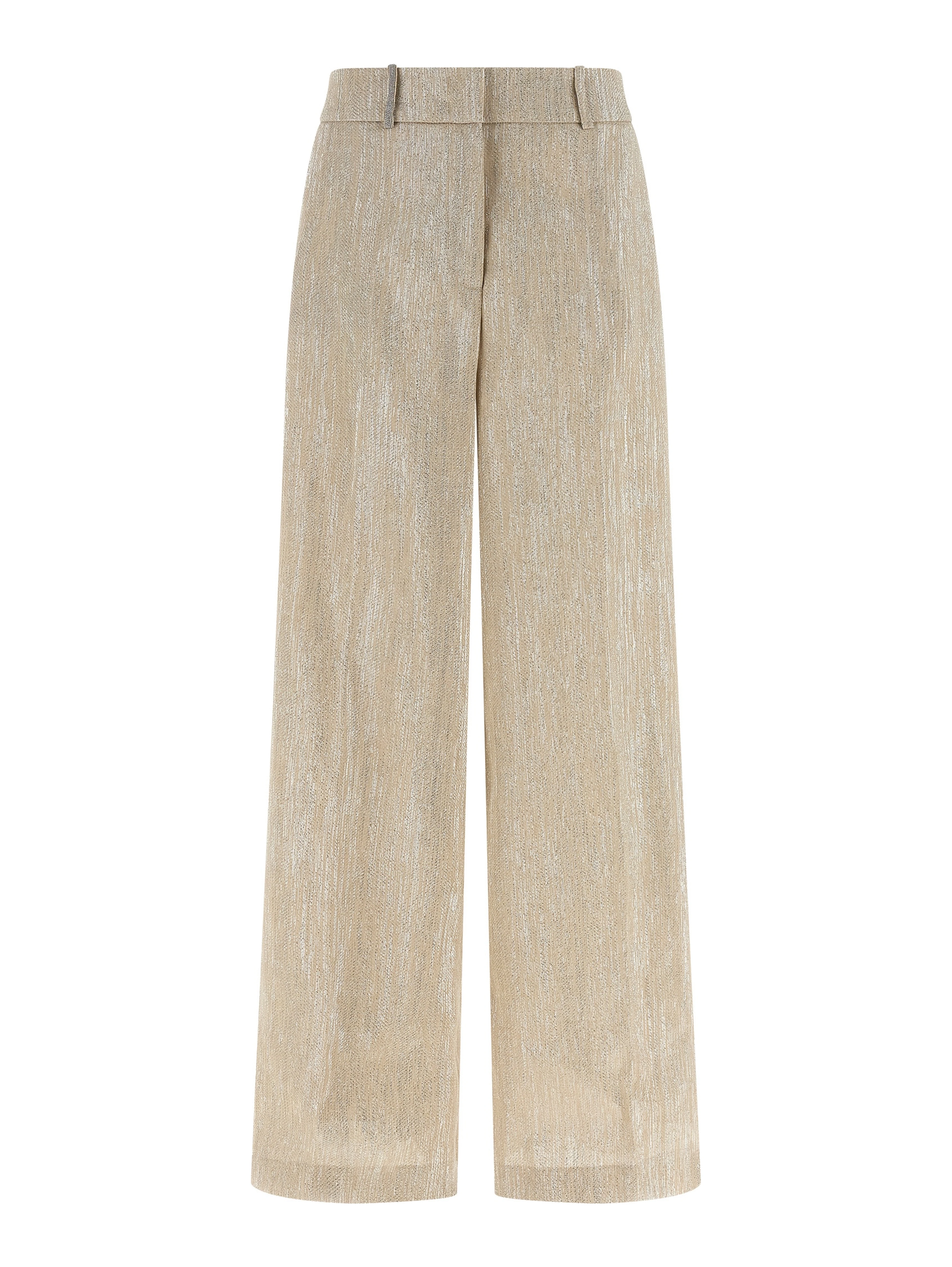 Beige Viscose Casual Pants