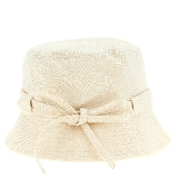 Beige Cotton Bucket Hat