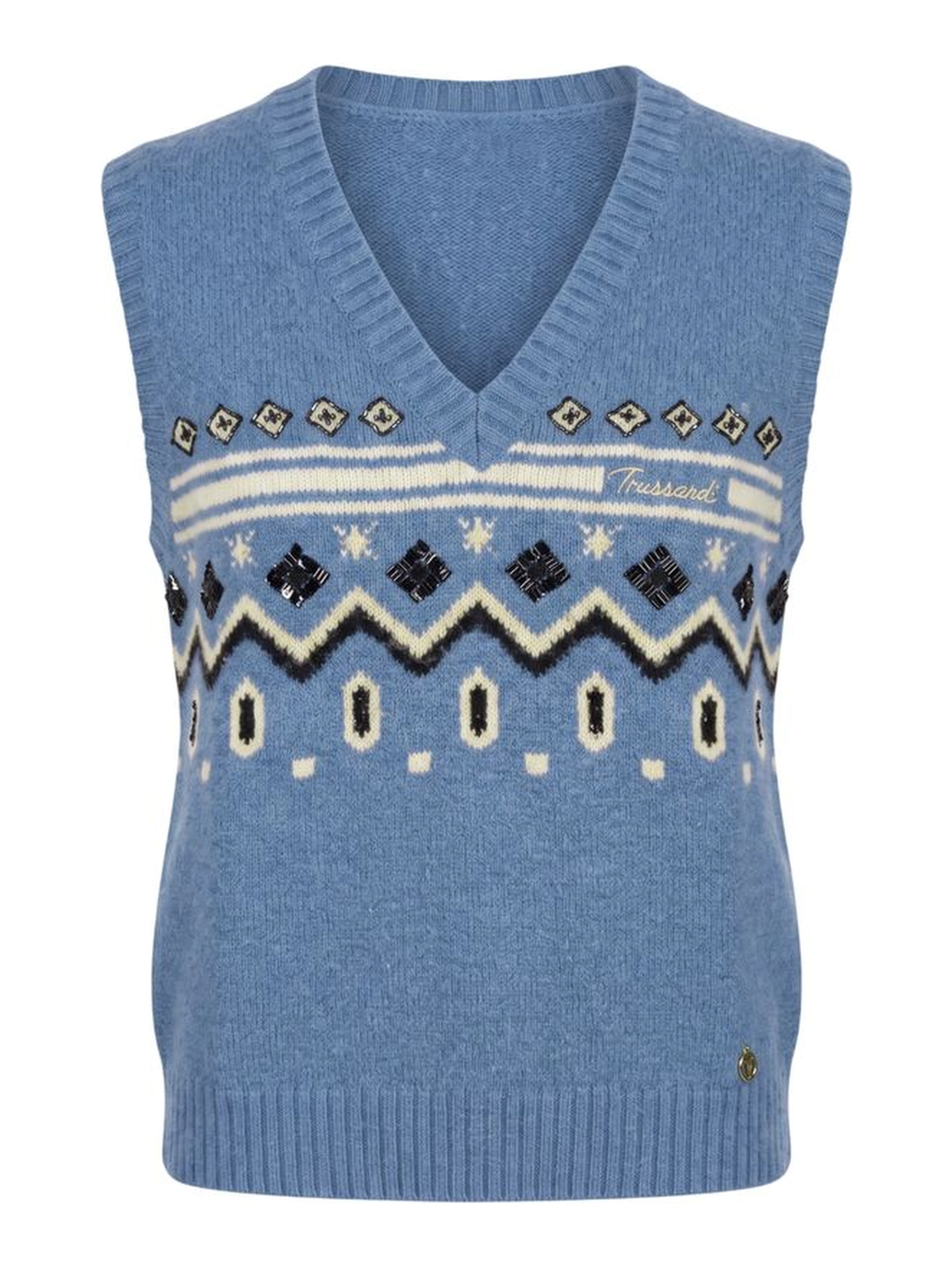 Blue Nylon Women Sweater Vest