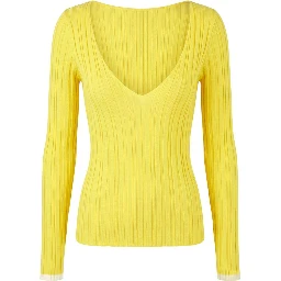 Yellow Viscose Women Sweater