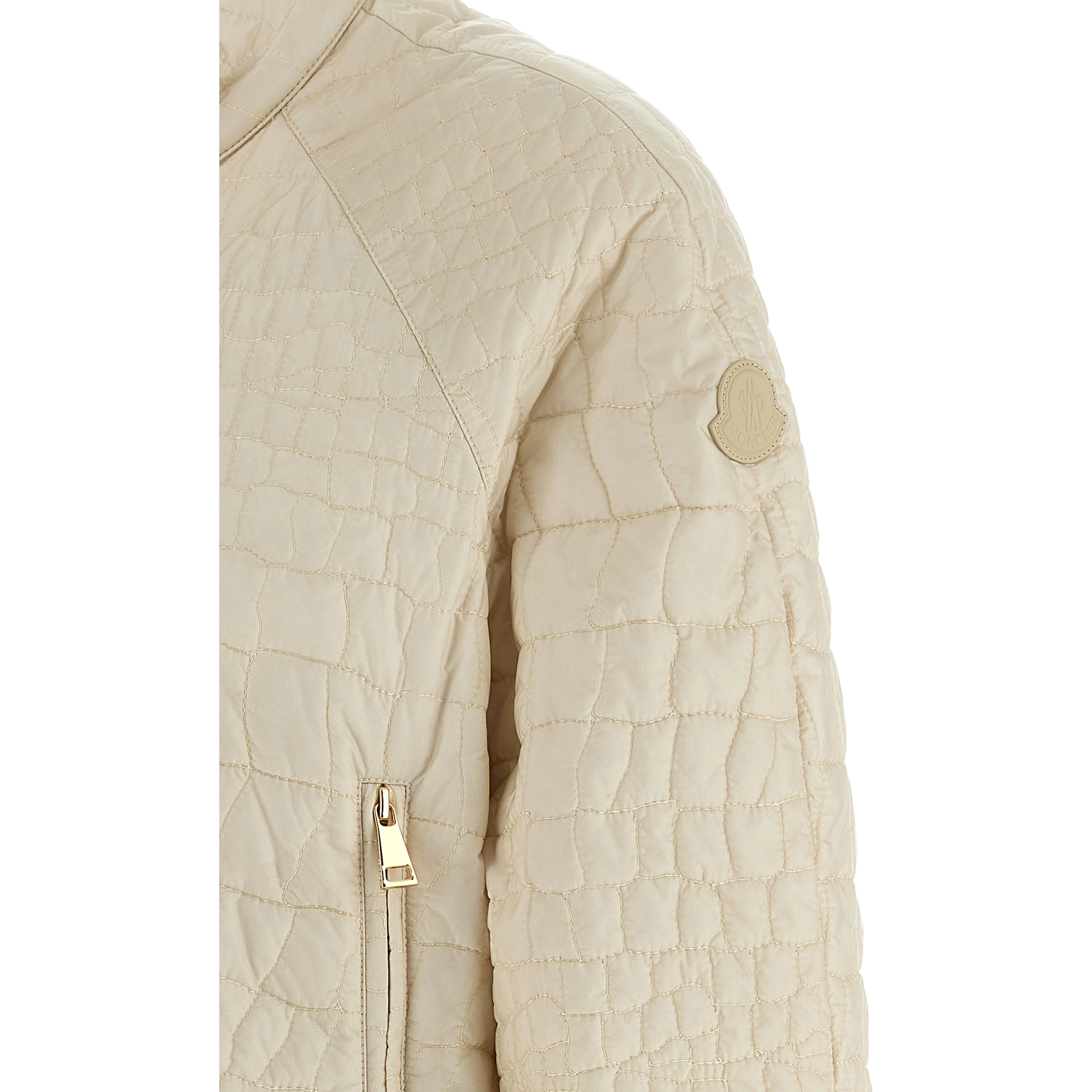 Beige Polyamide Full-Length Jacket