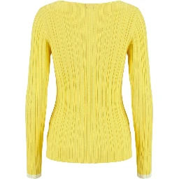 Yellow Viscose Women Sweater