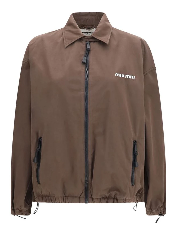 Brown Cotton Full-Length Jacket