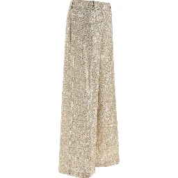Beige Viscose Casual Pants