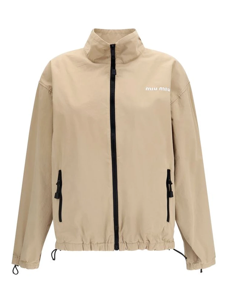 Beige Cotton Full-Length Jacket