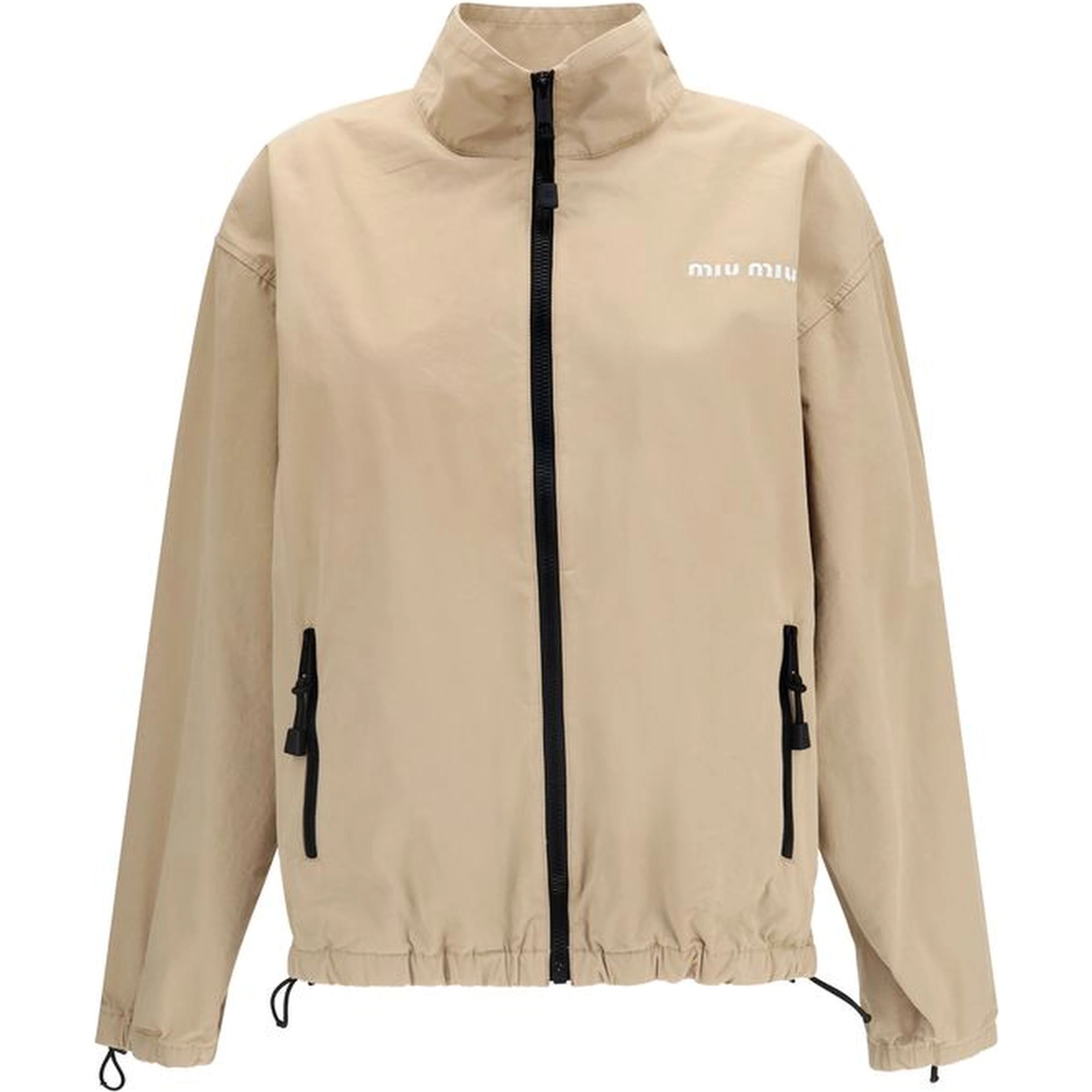 Beige Cotton Full-Length Jacket