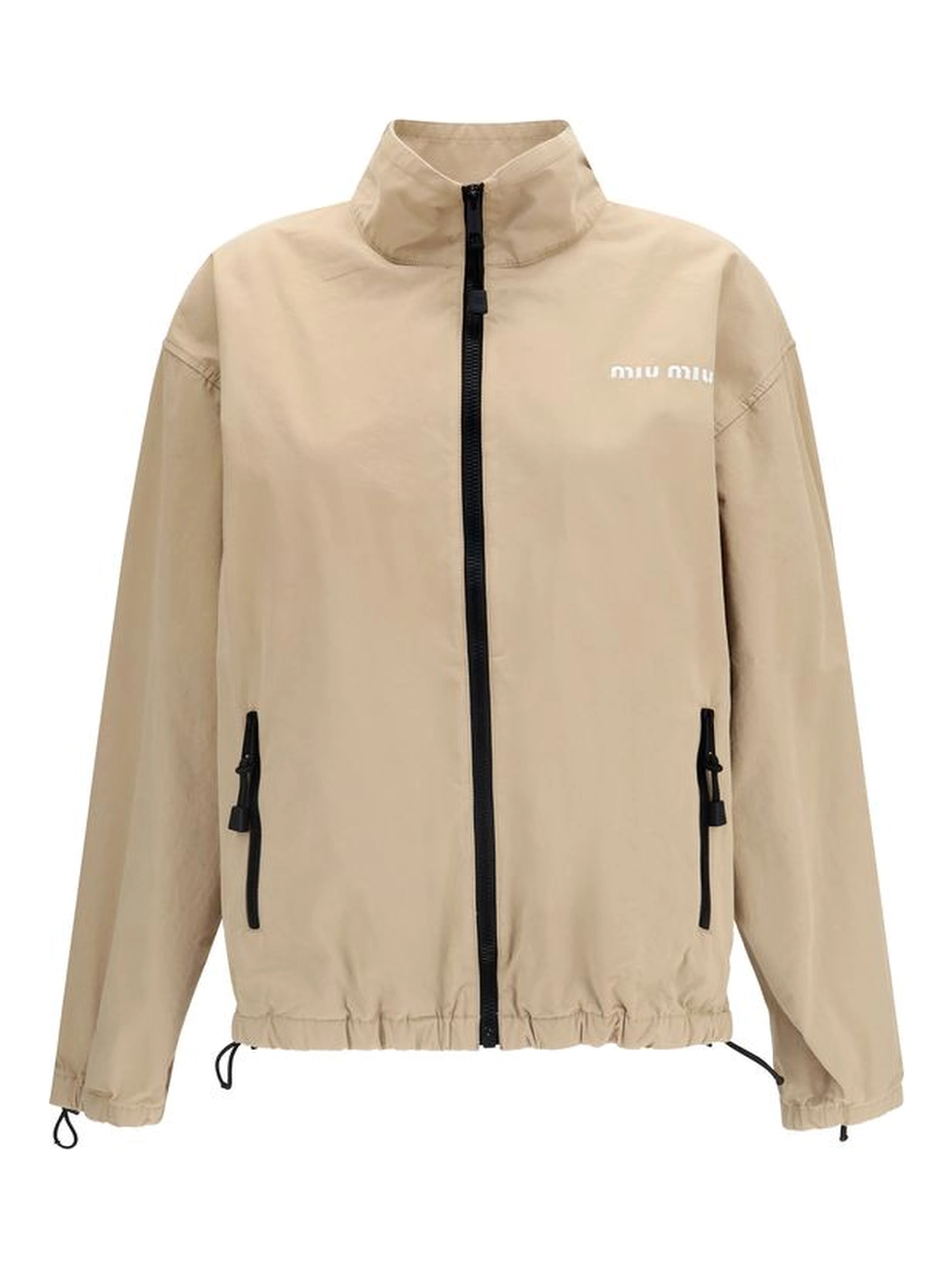 Beige Cotton Full-Length Jacket