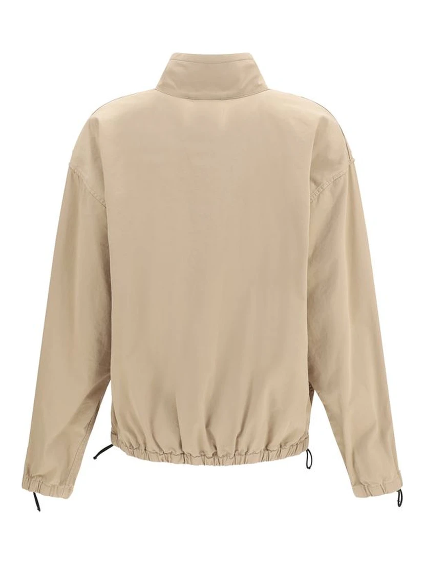 Beige Cotton Full-Length Jacket