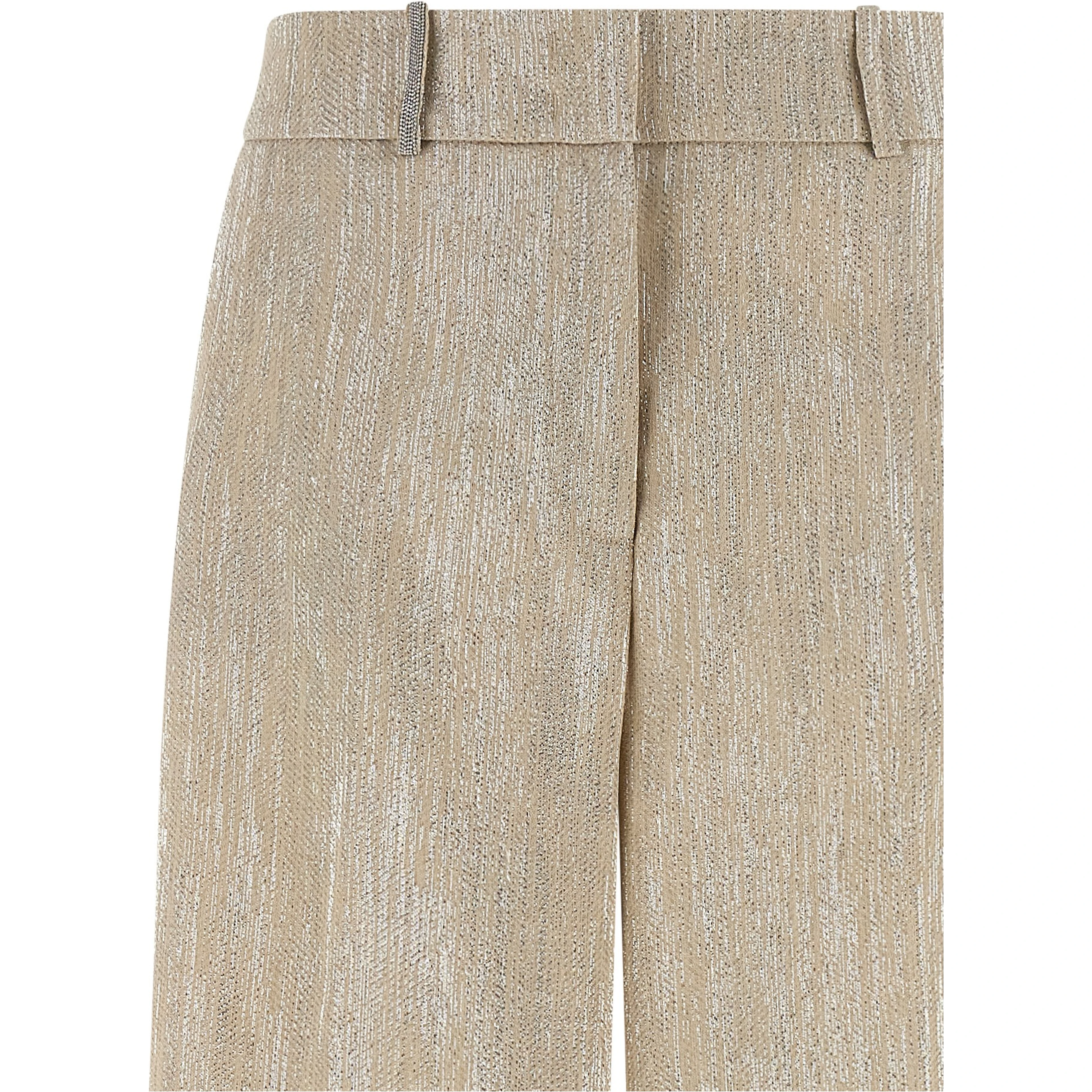 Beige Viscose Casual Pants