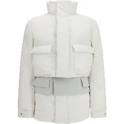 White Polyester Full-Length Jacket