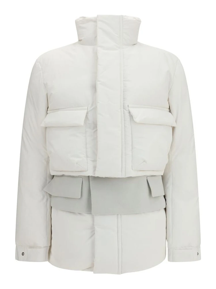 White Polyester Full-Length Jacket