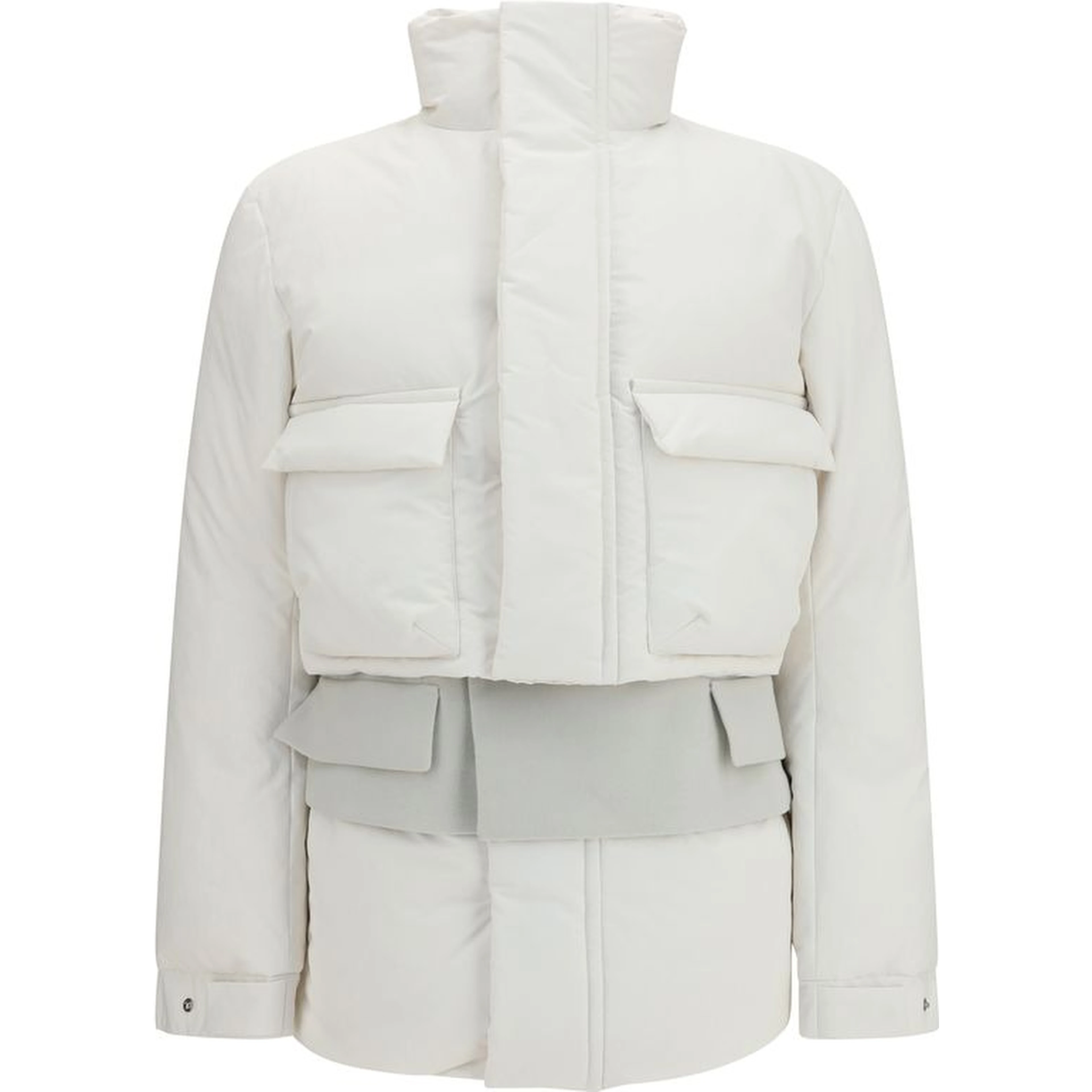 White Polyester Full-Length Jacket
