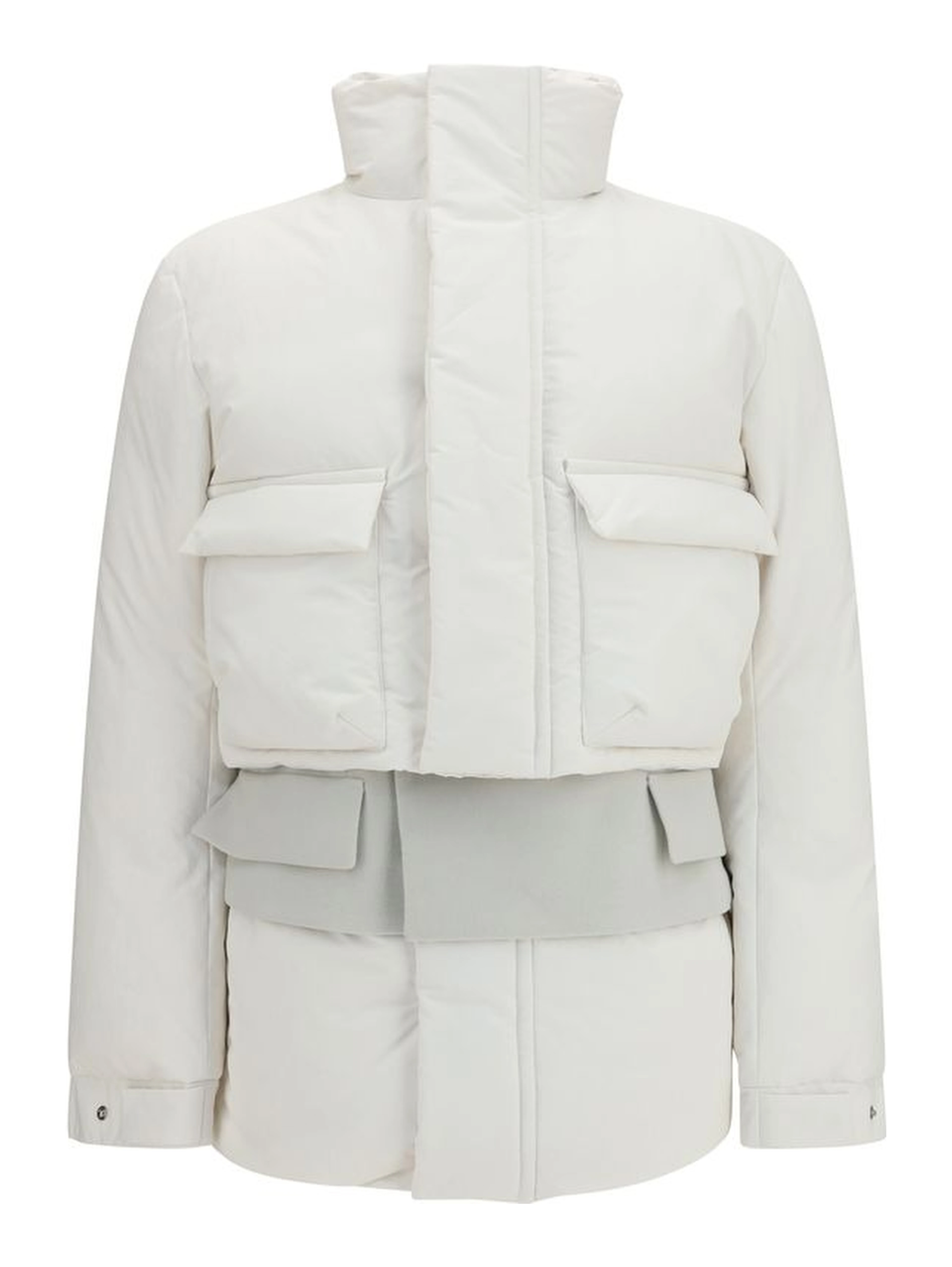 White Polyester Full-Length Jacket