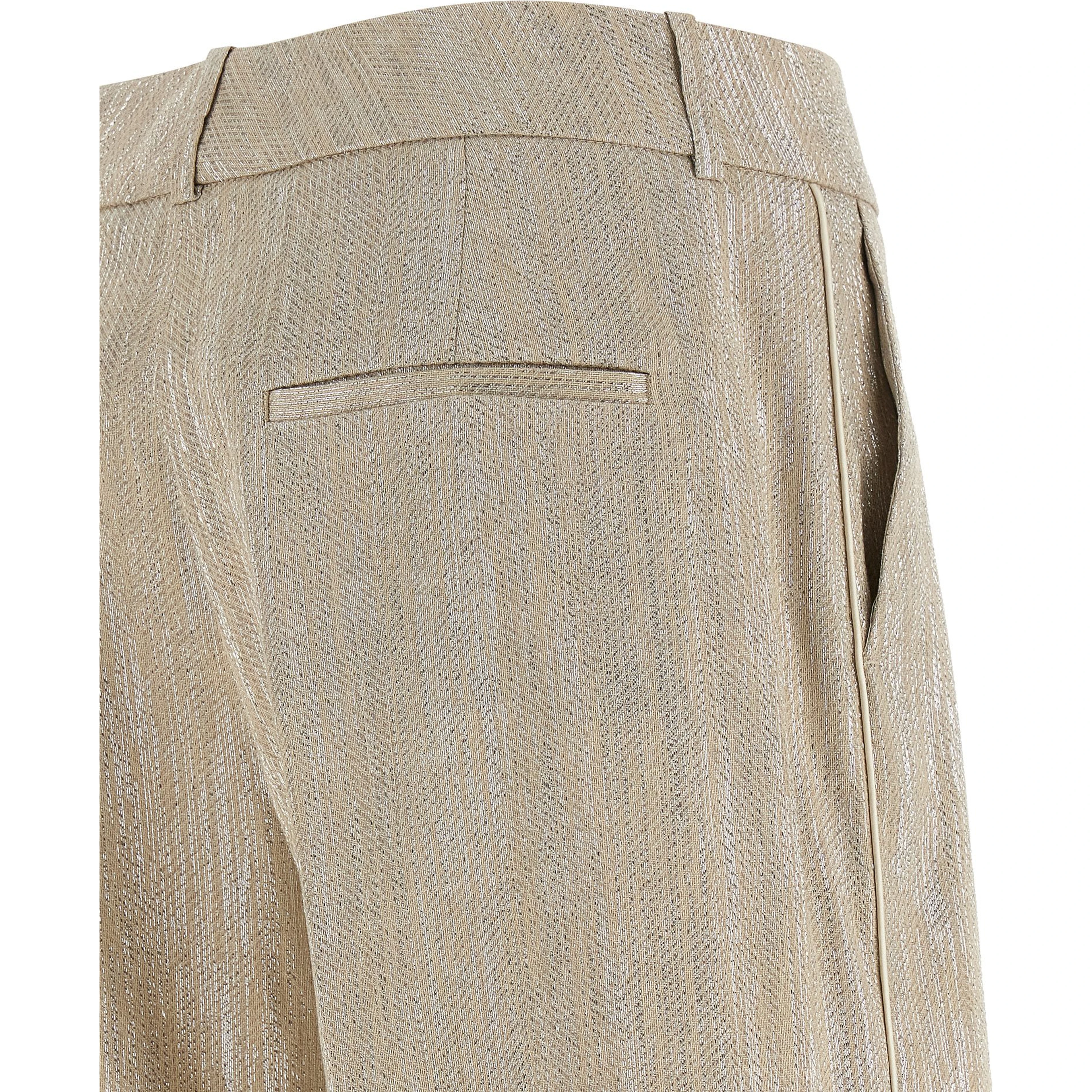 Beige Viscose Casual Pants