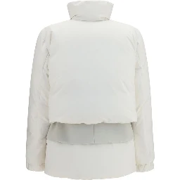 White Polyester Full-Length Jacket