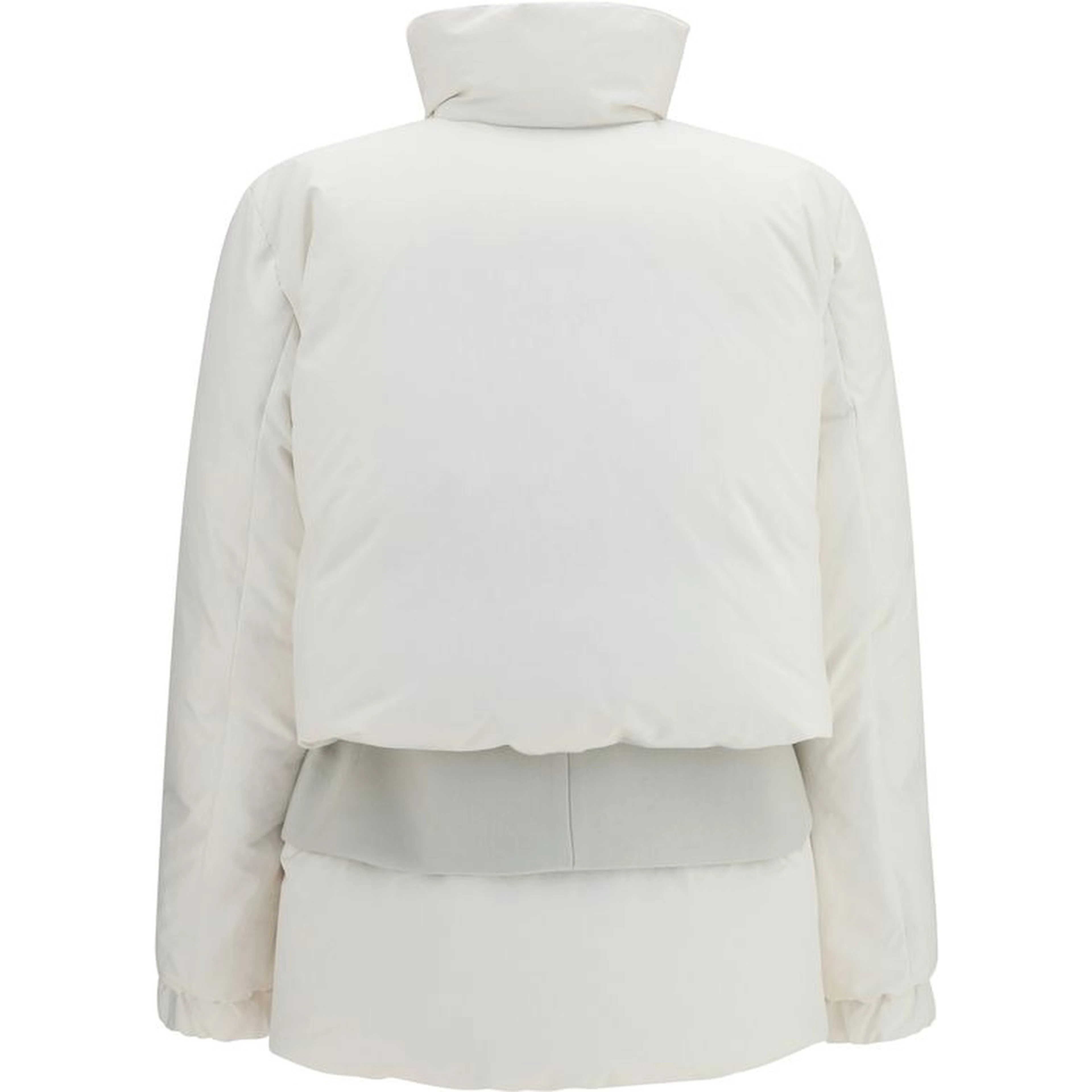 White Polyester Full-Length Jacket