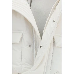 White Polyester Full-Length Jacket