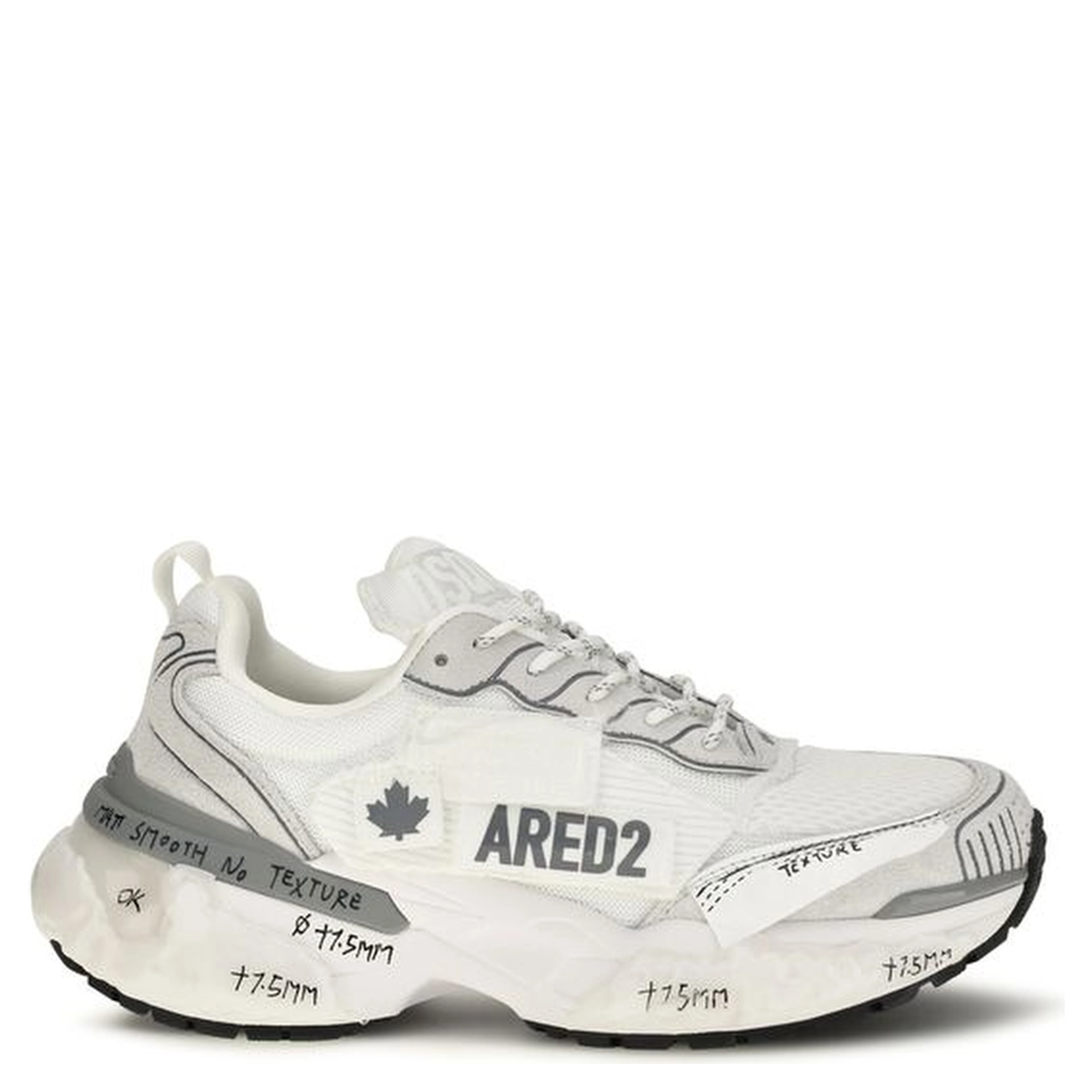 White Polyester Athletic Sneakers