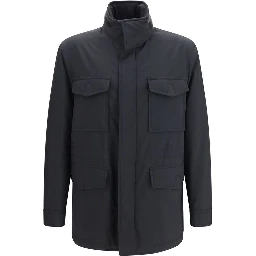 Blue Wool Oves Aries Full-Length Jacket