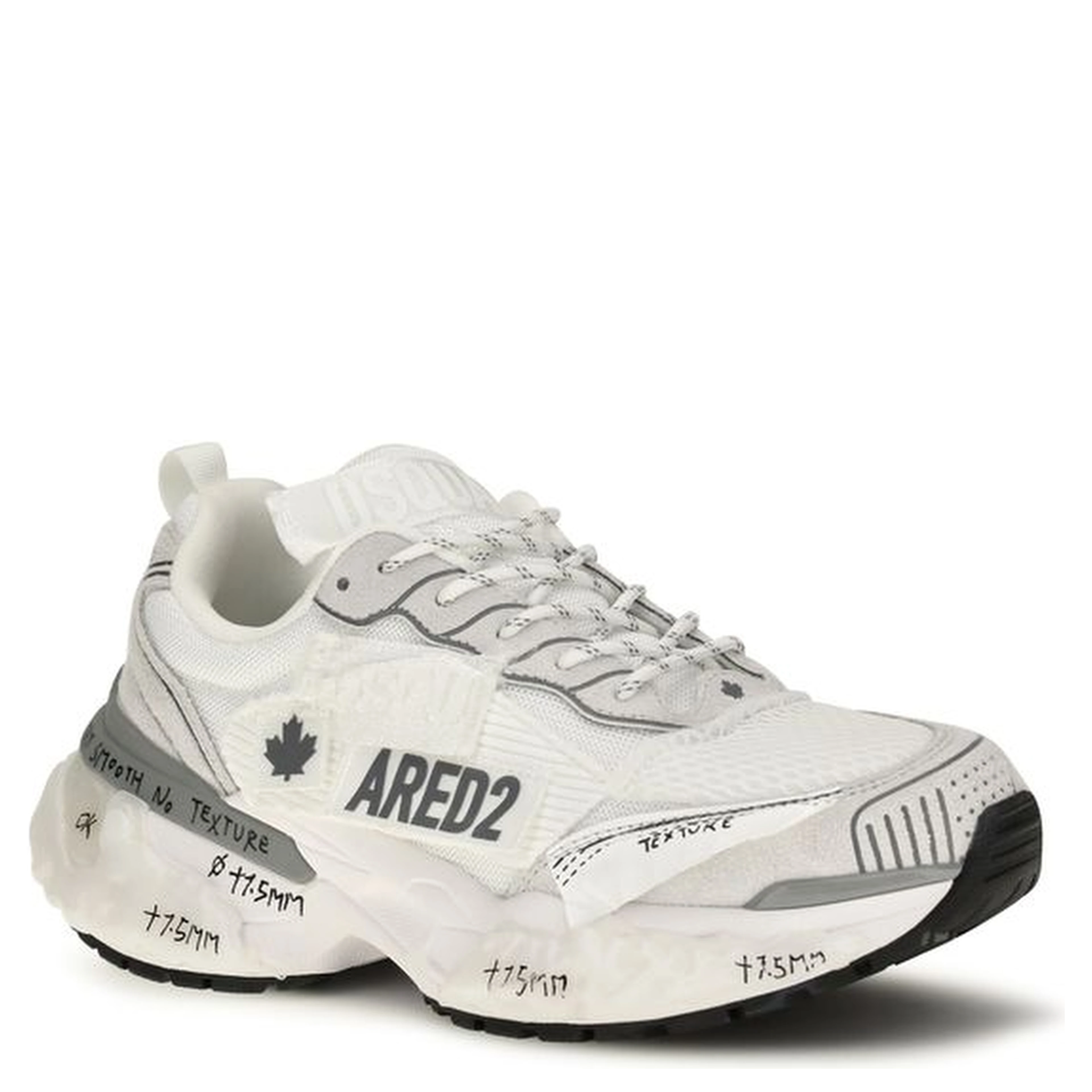 White Polyester Athletic Sneakers