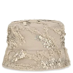 Beige Silk Bucket Hat