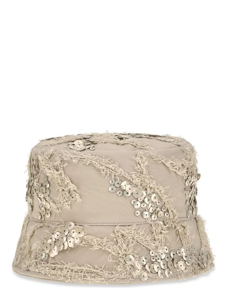 Beige Silk Bucket Hat
