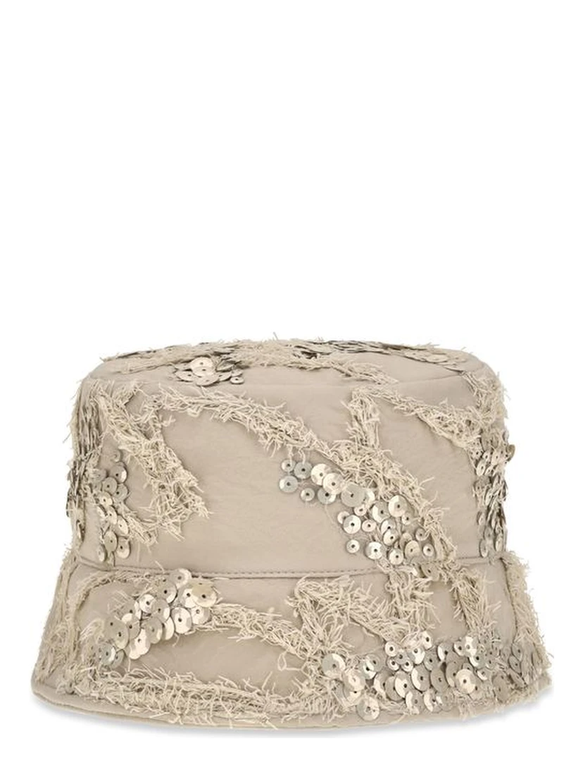 Beige Silk Bucket Hat