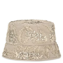 Beige Silk Bucket Hat