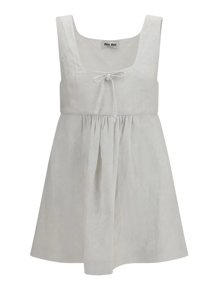 White Linen Casual Dress