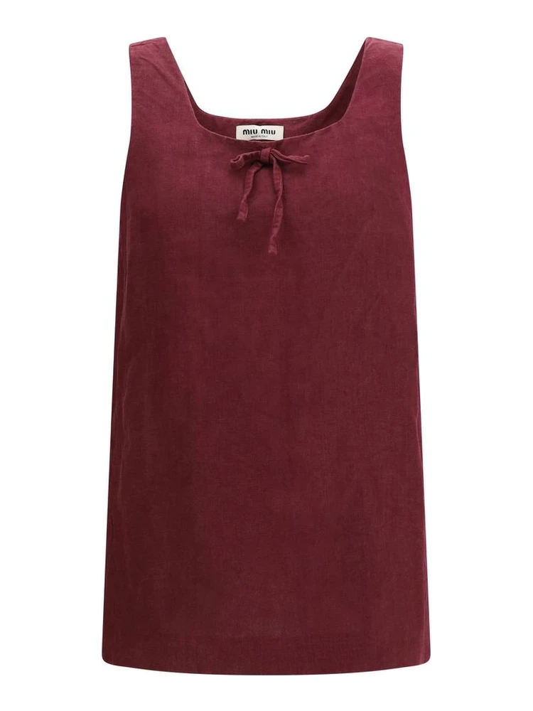 Bordeaux Linen Casual Dress