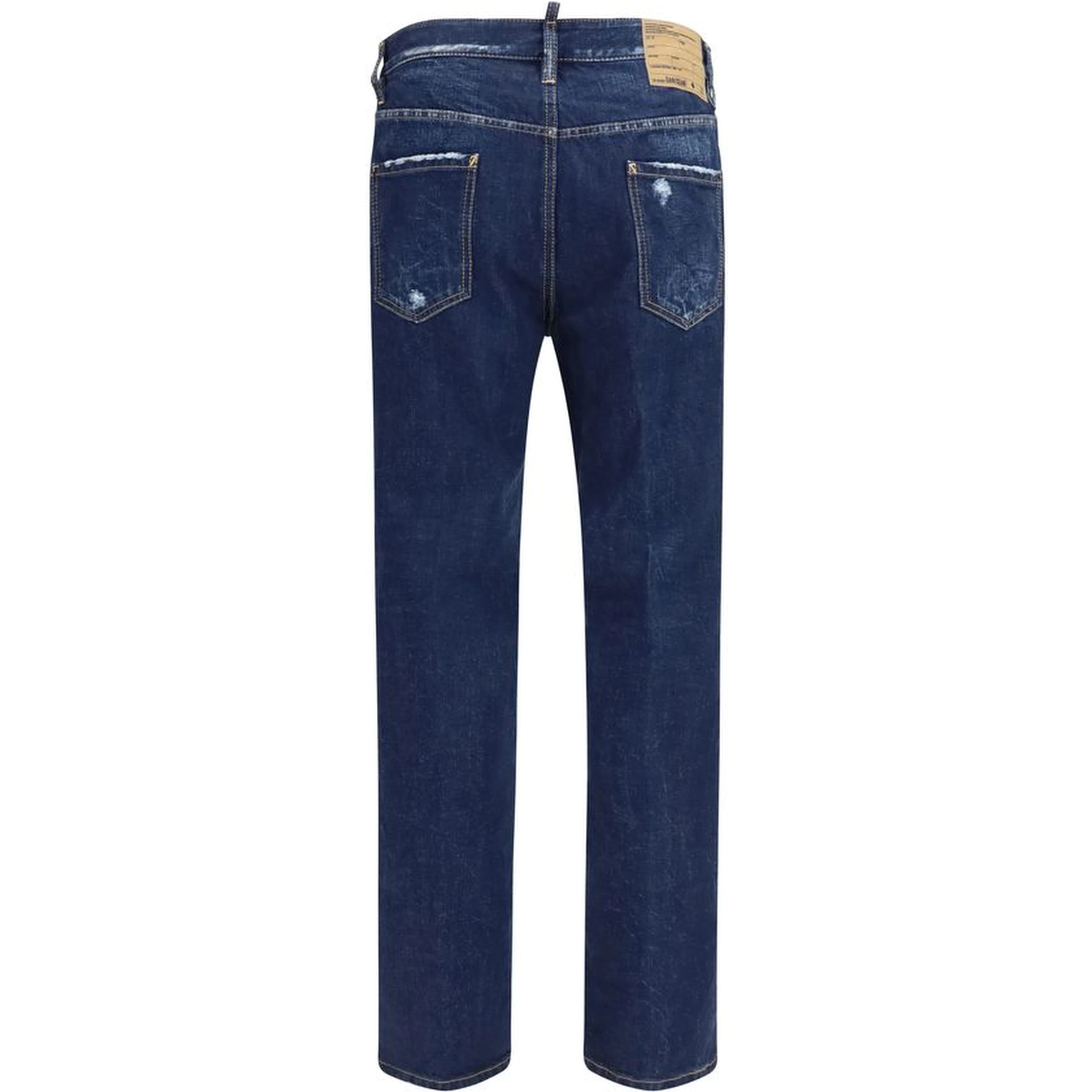 Blue Cotton Straight-Leg Jeans