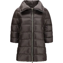 Gray Polyester Full-Length Jacket