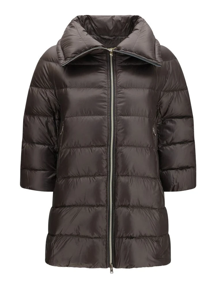 Gray Polyester Full-Length Jacket