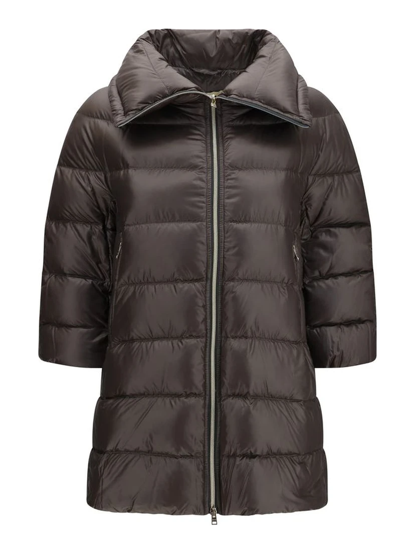 Gray Polyester Full-Length Jacket