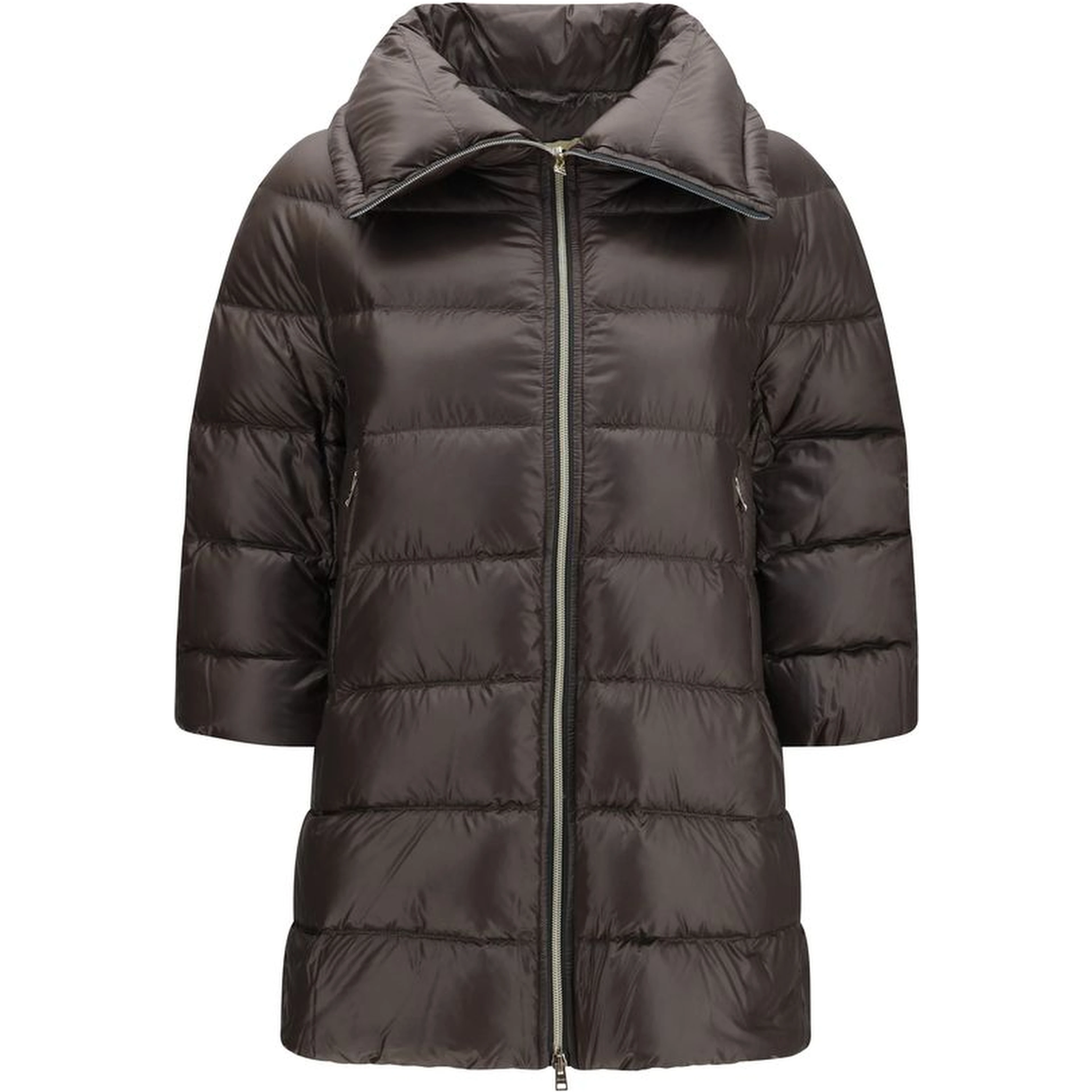Gray Polyester Full-Length Jacket