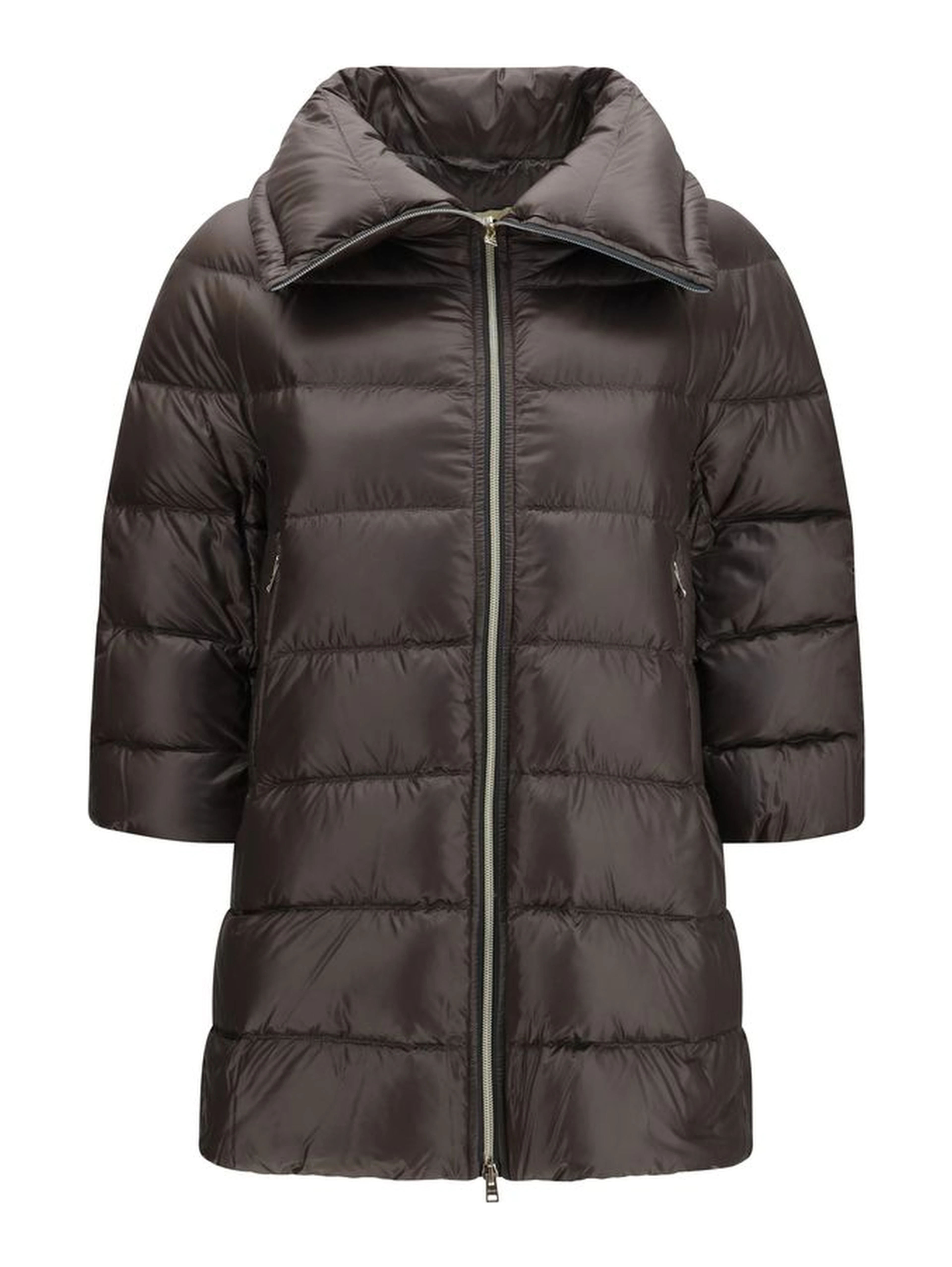 Gray Polyester Full-Length Jacket