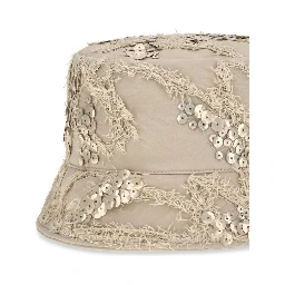Beige Silk Bucket Hat