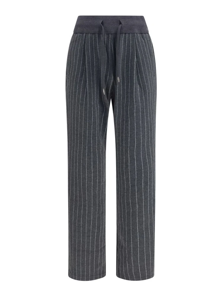 Gray Cotton Casual Pants